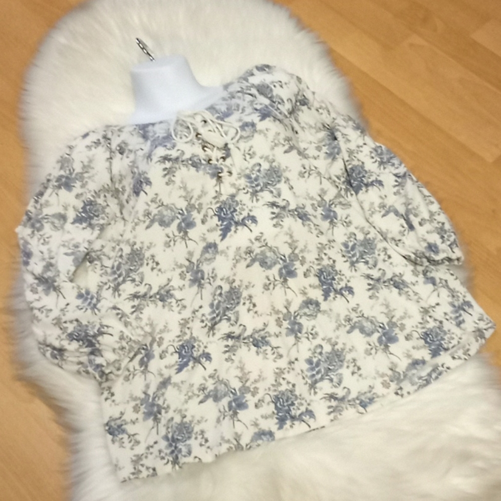Chaps Floral Knit Peasant Top